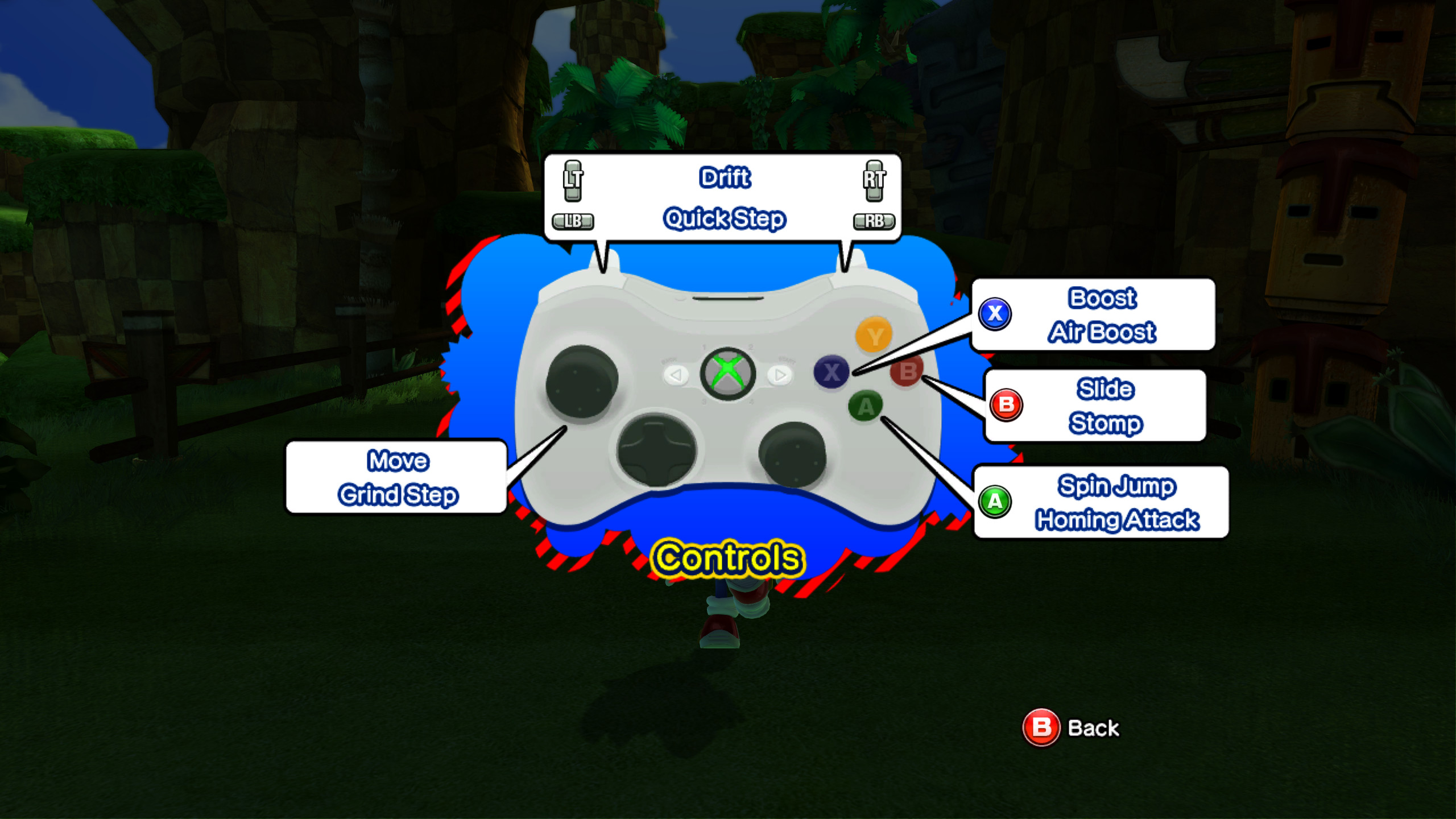 Xbox 360 Controller In Controls Menu Sonic Generations Mods - how to stomp on the streets roblox xbox