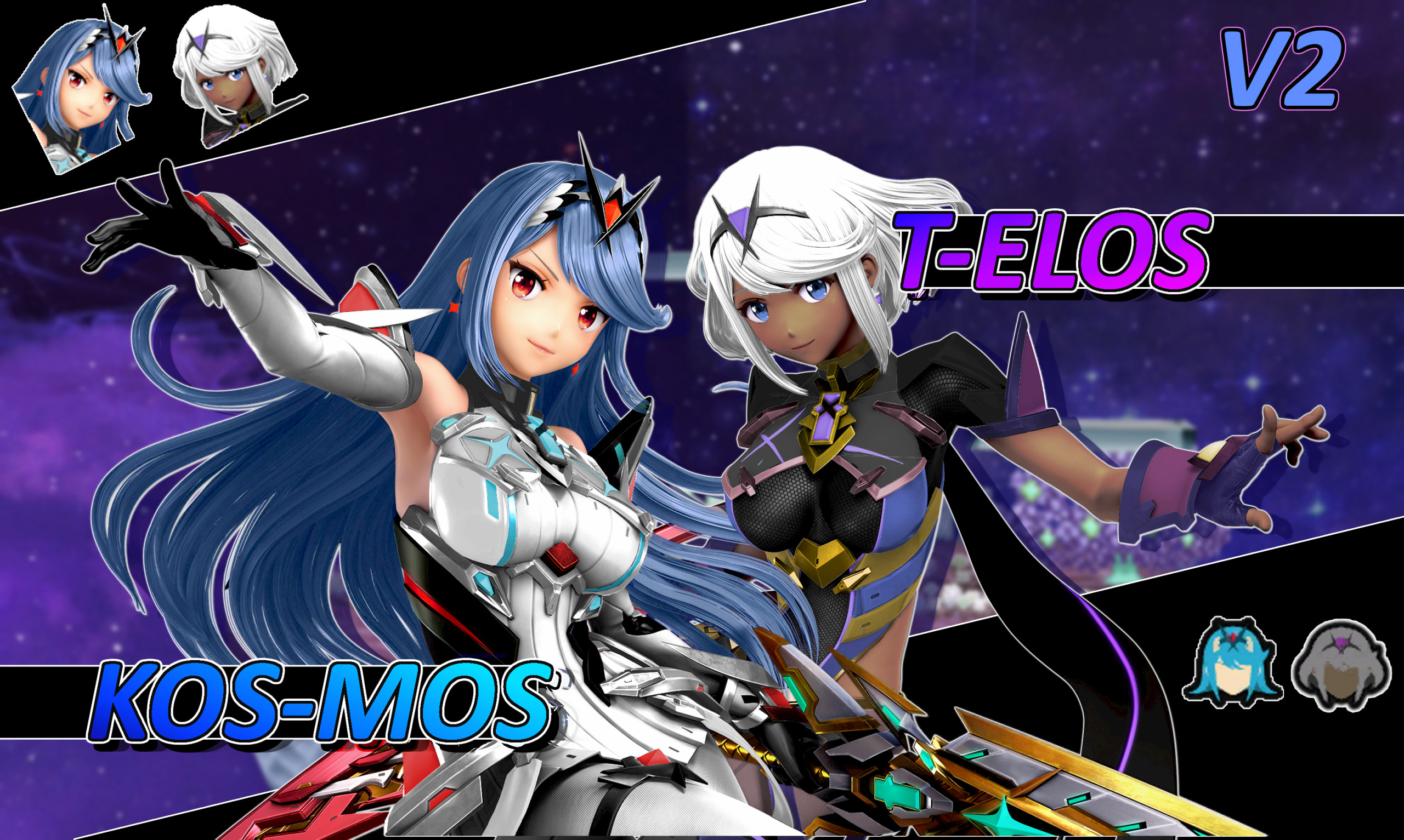 v2.0 KOS-MOS and T-ELOS RE: Pyra/Mythra [Super Smash Bros. Ultimate] [Mods]