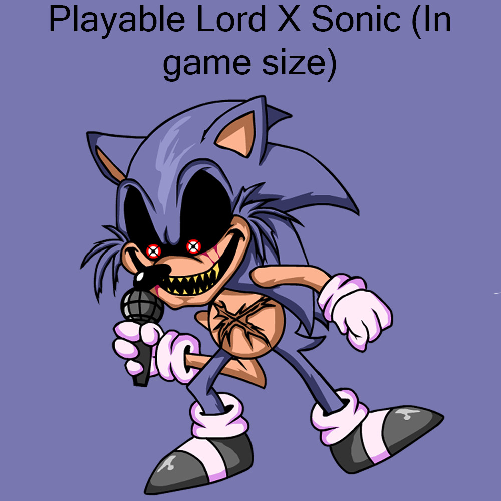 Playable Lord X Sonic (in-game size) [Friday Night Funkin'] [Mods]