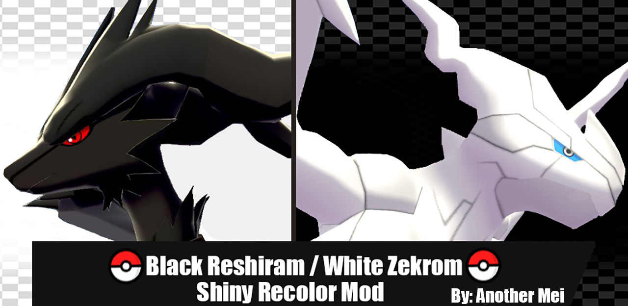 Shiny Black Reshiram/White Zekrom recolor mod [Pokemon Sword