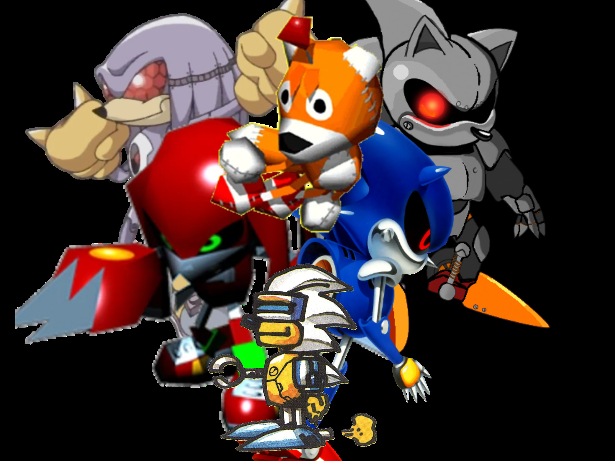 Sonic + Knuckles + Tails VS Giant Robotnik, Sonic 2