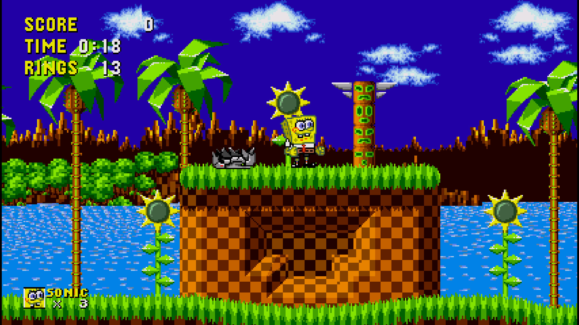 Spongebob in Sonic 1 Mod for Sonic the Hedgehog (2013) | S1 2013 Mods