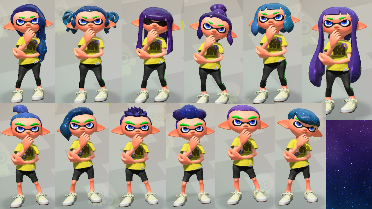 Inkling Galaxy Hair Style's Pack [Splatoon 2] [Mods]