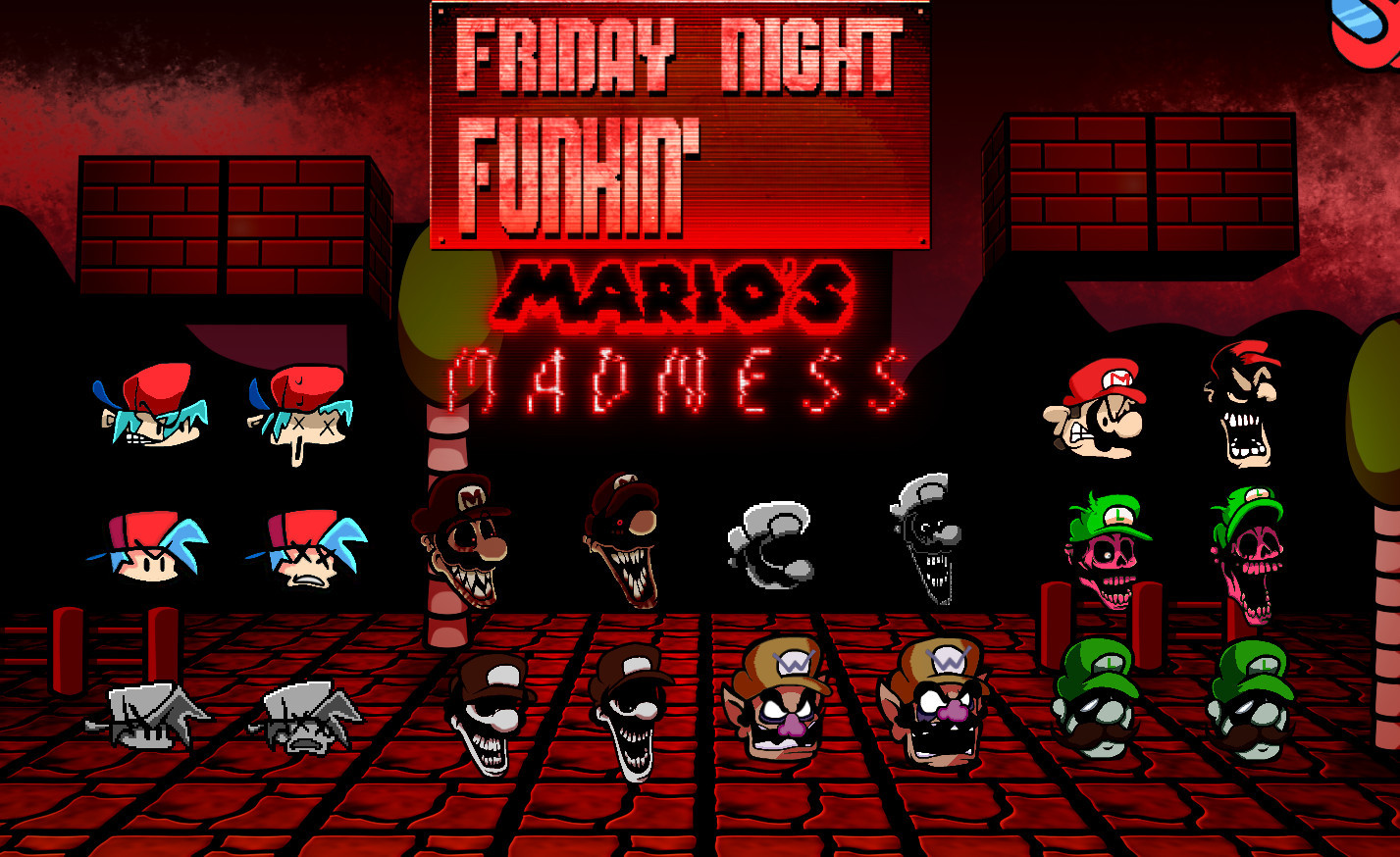 Vs mario madness v2. Марио Мэднесс ФНФ. ФНФ безумие Марио. Mario's Madness v2.