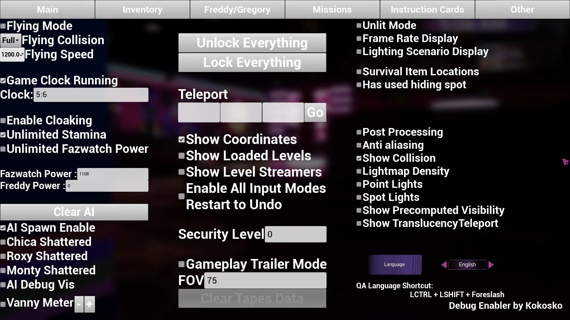 SB/RUIN Debug Menu Loader [Five Nights at Freddy's Security Breach