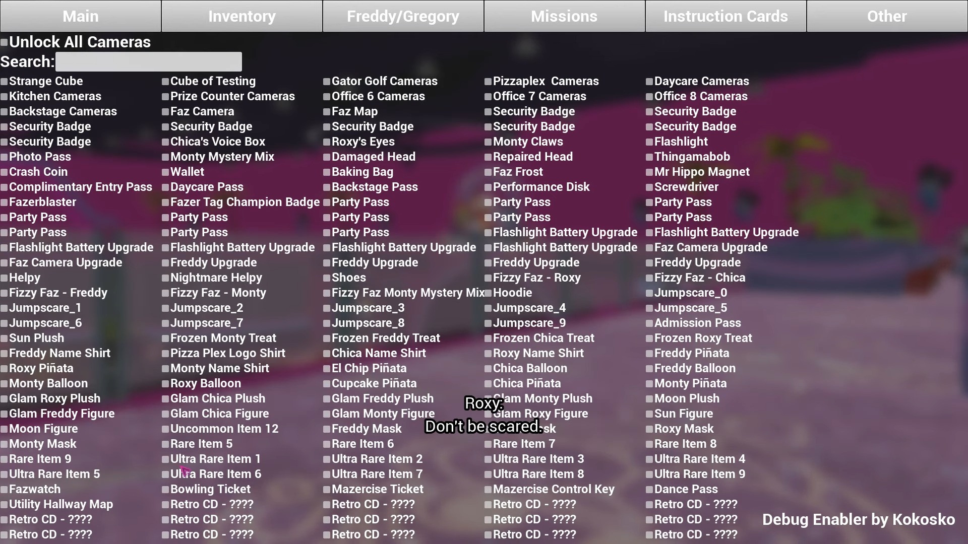 SB/RUIN Debug Menu Loader [Five Nights at Freddy's Security Breach