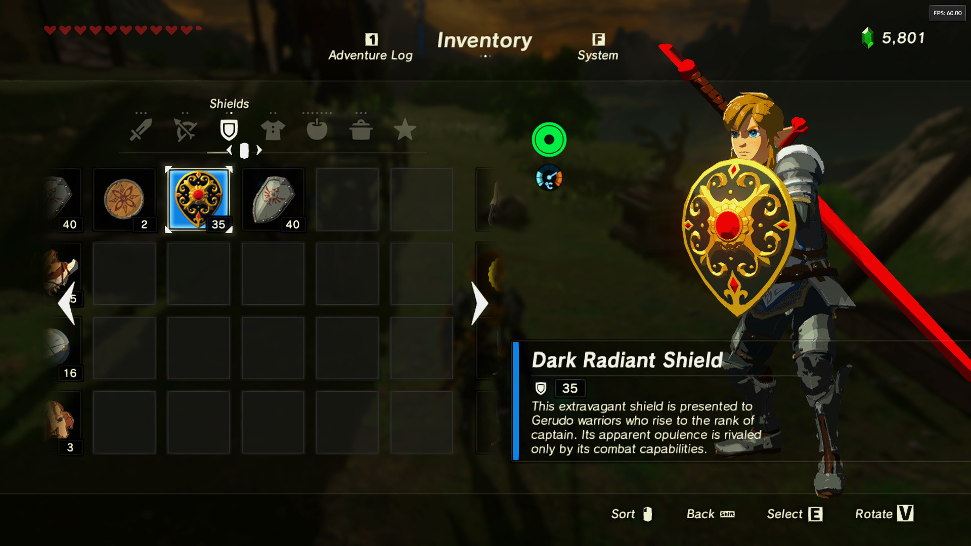 Dark Radiant Shield [The Legend of Zelda Breath of the Wild (WiiU)] [Mods]