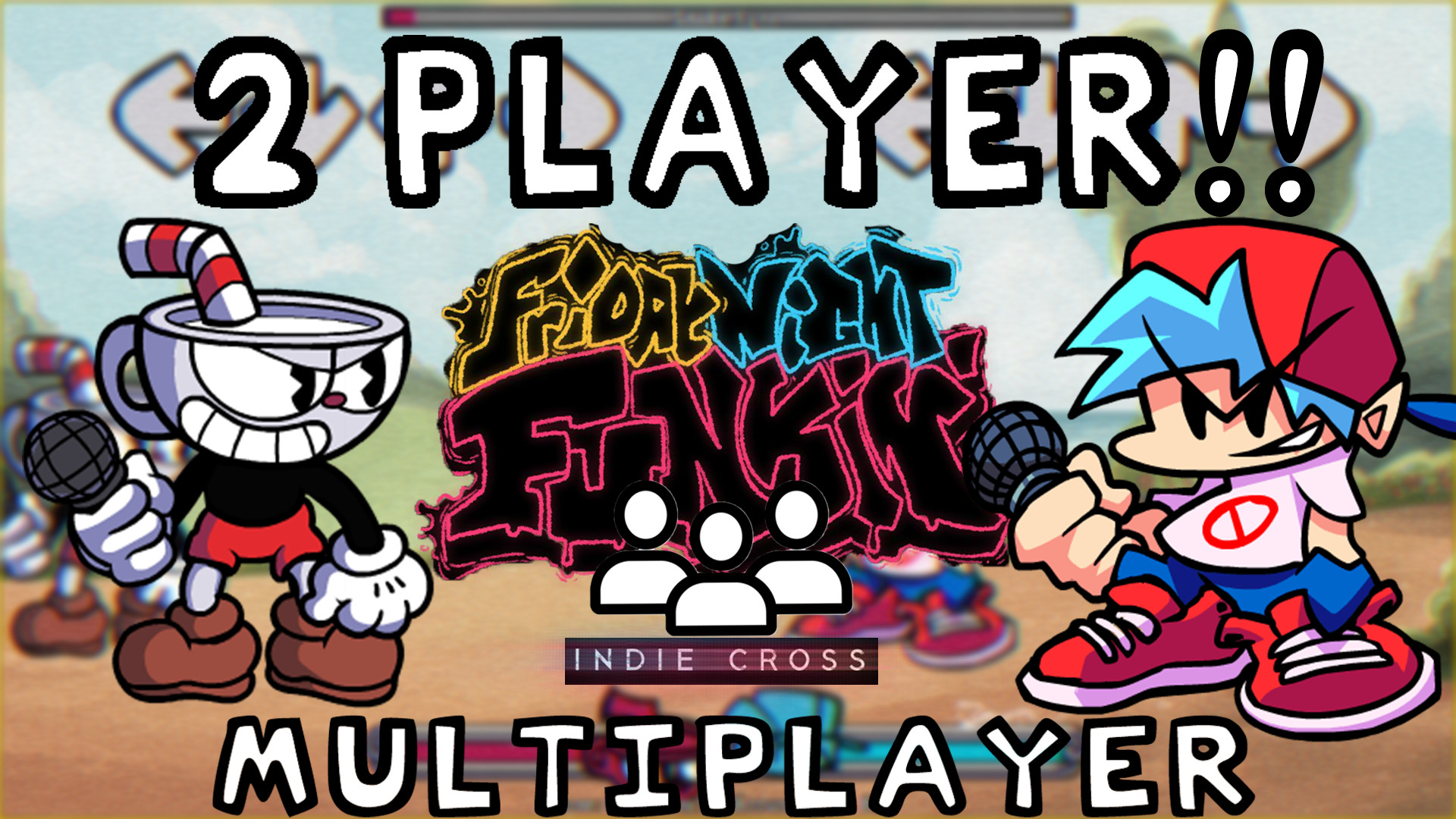 FNF Multiplayer Indie Cross + Custom BG [Friday Night Funkin'] [Mods]