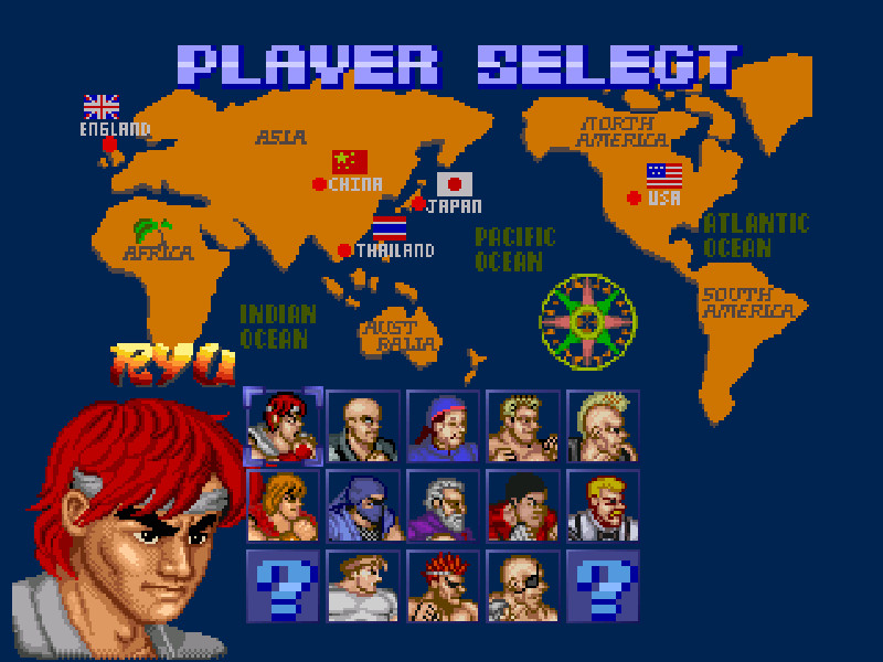 Street Fighter 1 Character Select