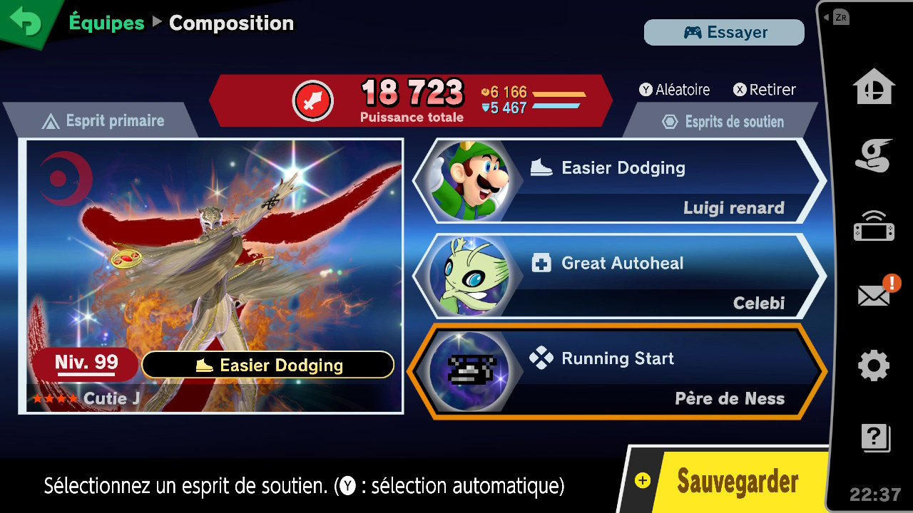 Primary Spirits 3 slots/Support Spirit cost 1 slot [Super Smash Bros