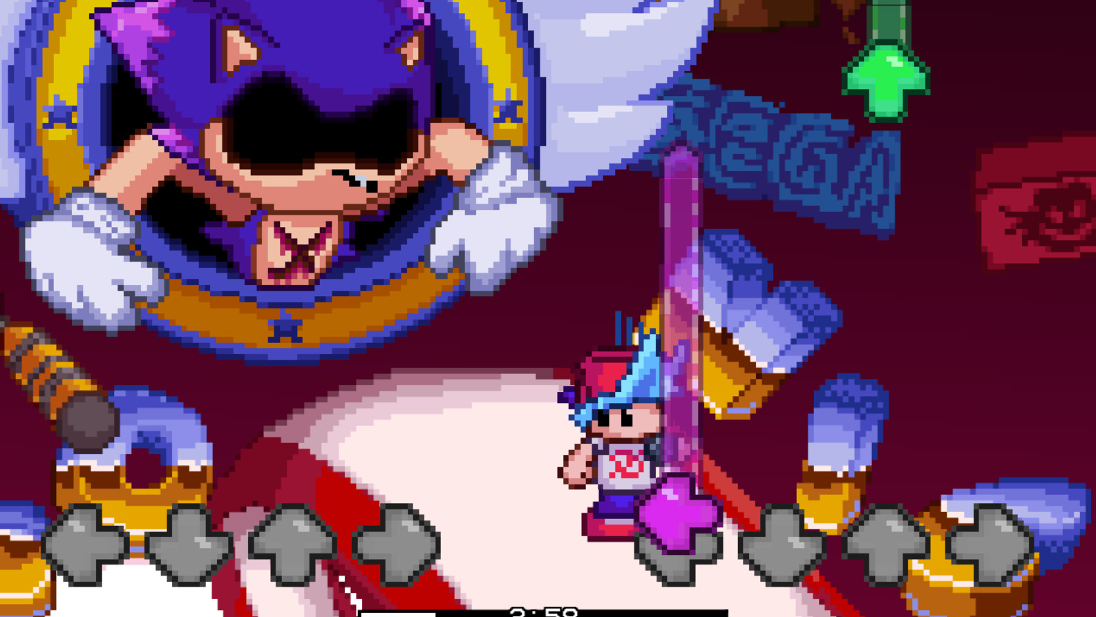 Sonic.exe FNF Final escape Pixel sprites animation test in 2023