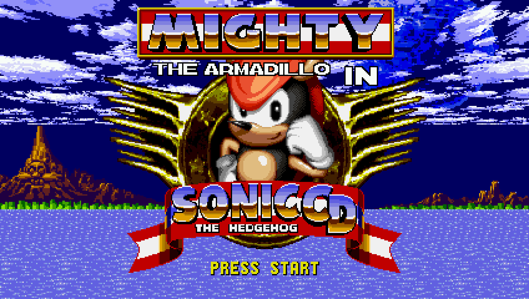 Trying to sprite a title screen for Mighty the Armadillo (Newer Sonic Mania  Deluxe) 