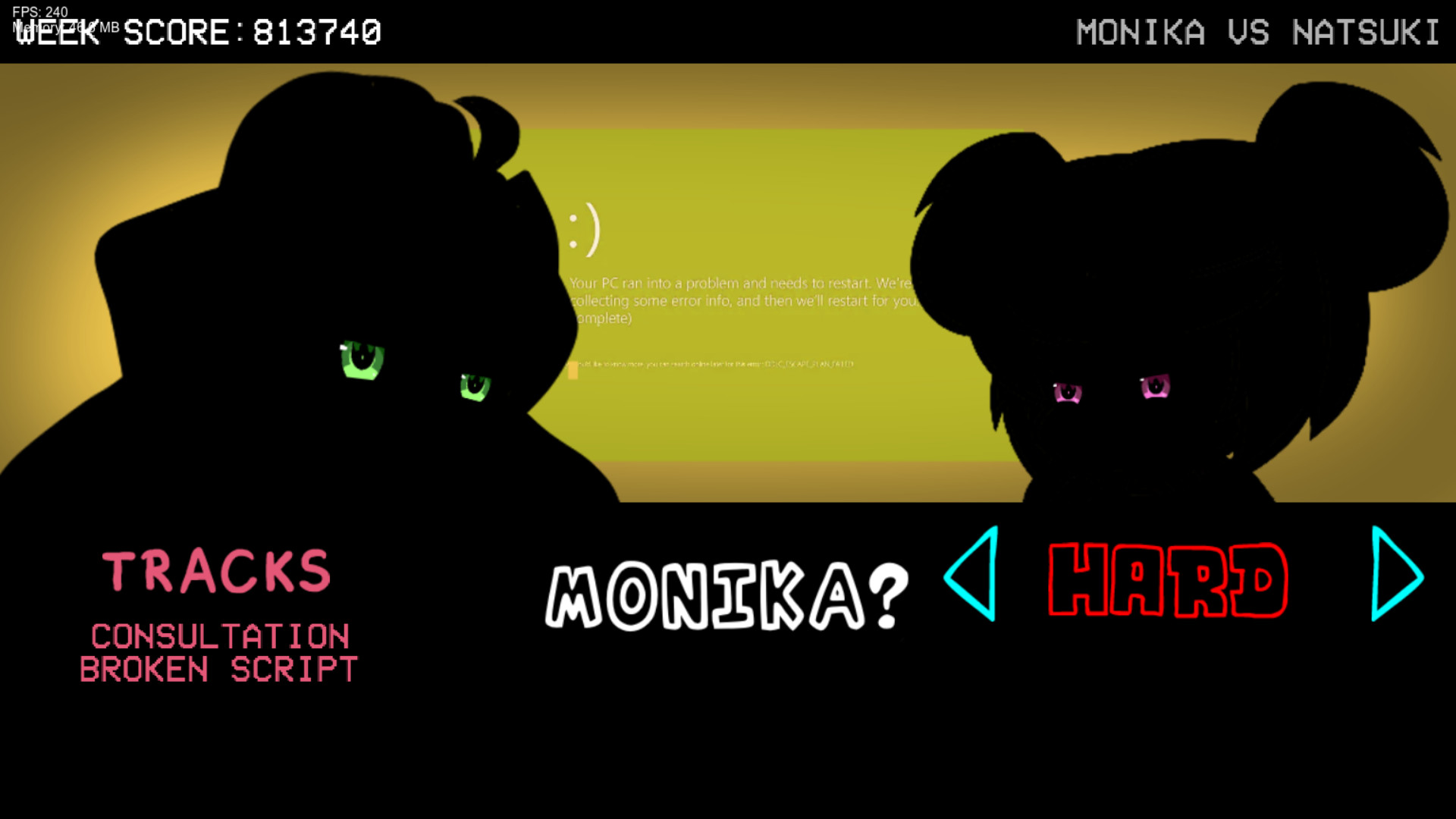 Monika vs natsuki consultation broken script mod for friday night