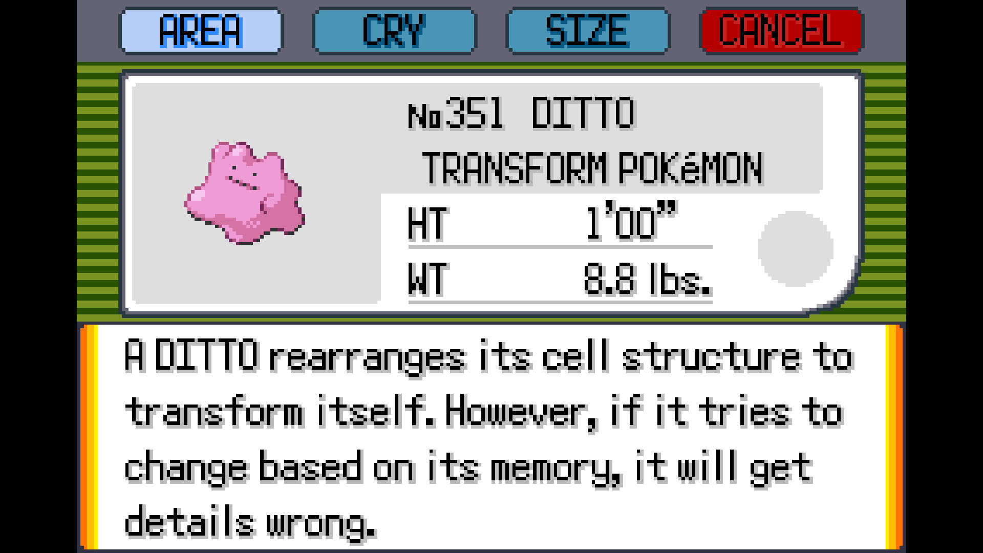 Ditto, Pokédex