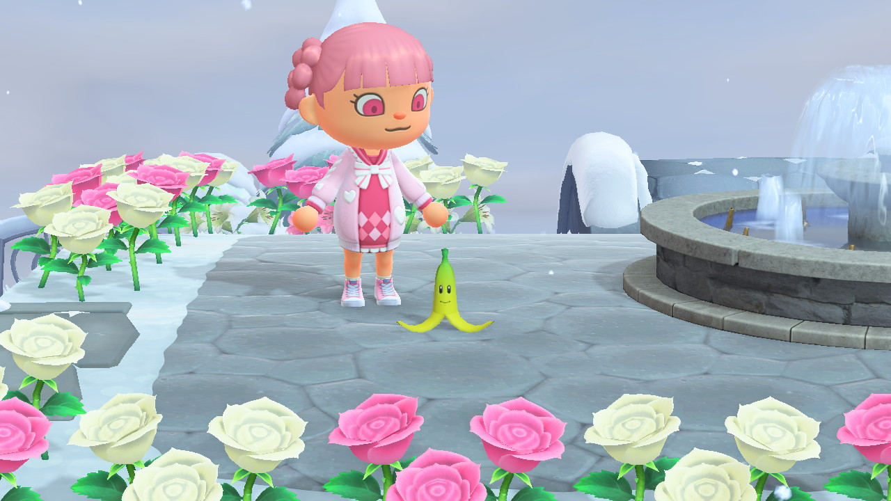 Mario Kart banana peel over ACNH empty can [Animal Crossing New