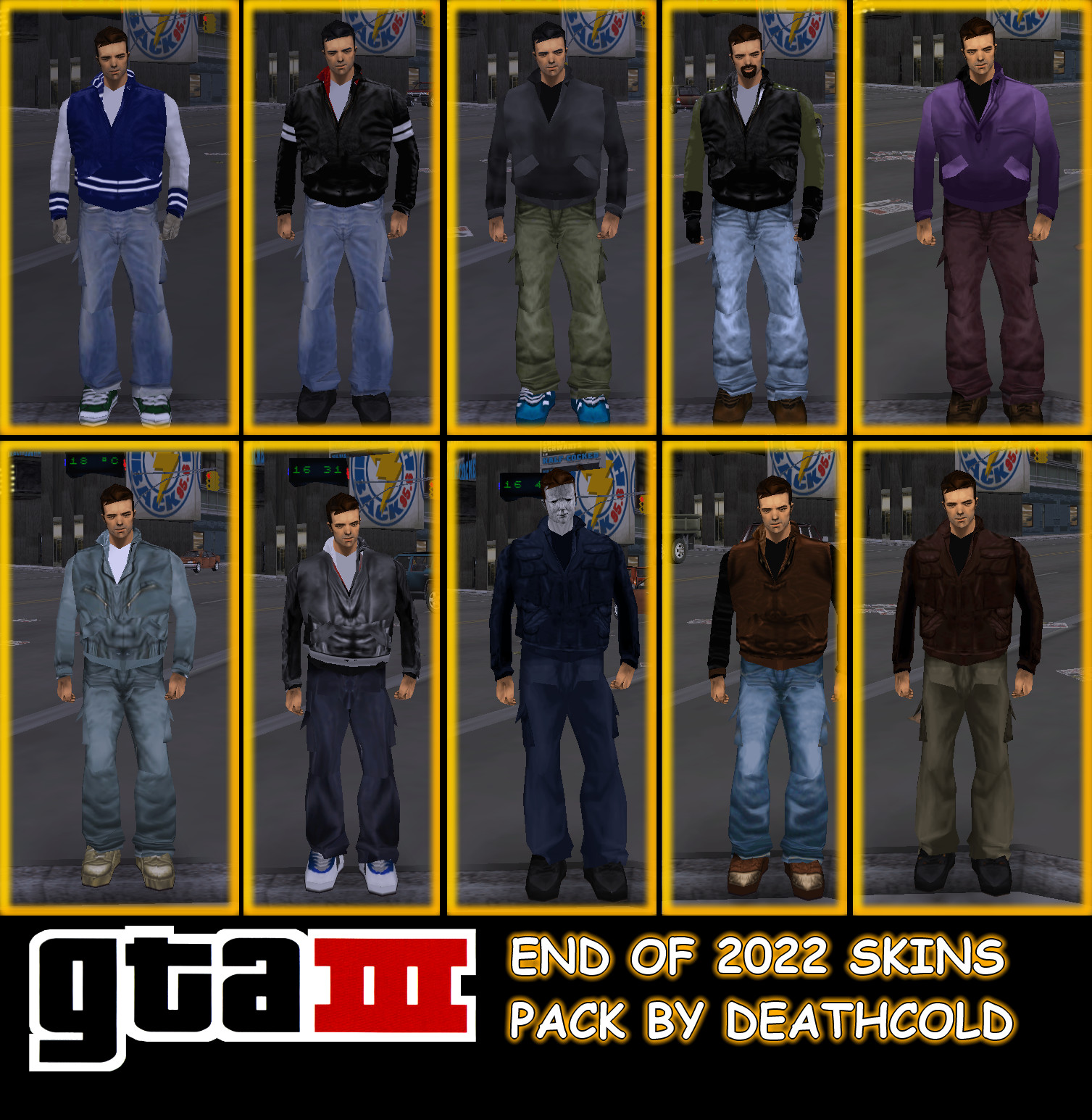 GTA 3 (End of 2022) skins pack by DeathCold [Grand Theft Auto III