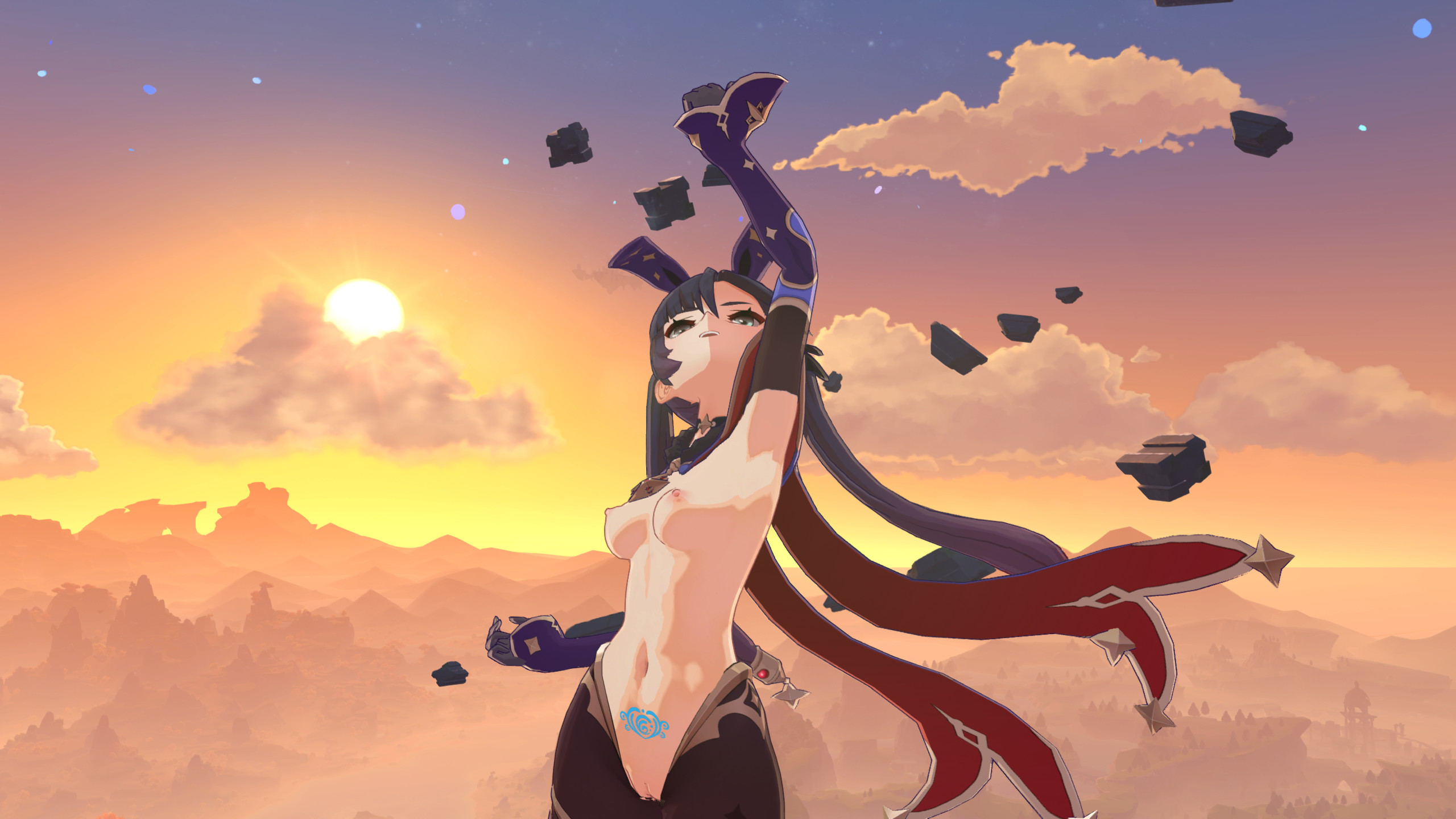 Nude Reverse Bunnysuit Mona + Lewd Crests