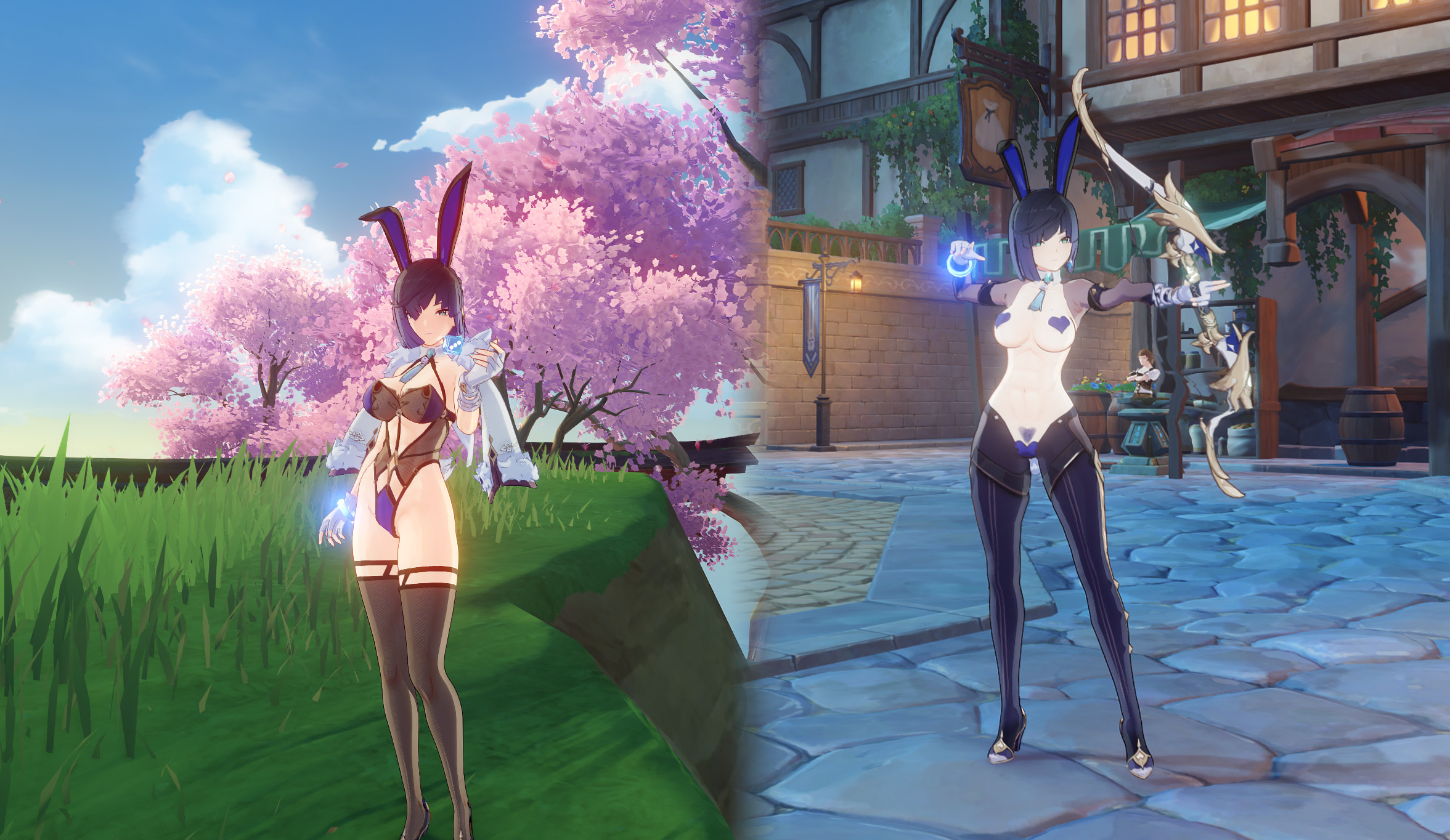Bondage Bunny Suit + Reverse Bunny Suit Yelan