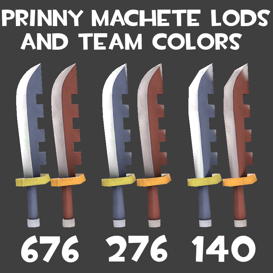 Prinny Machete LODS and Team Colors and More