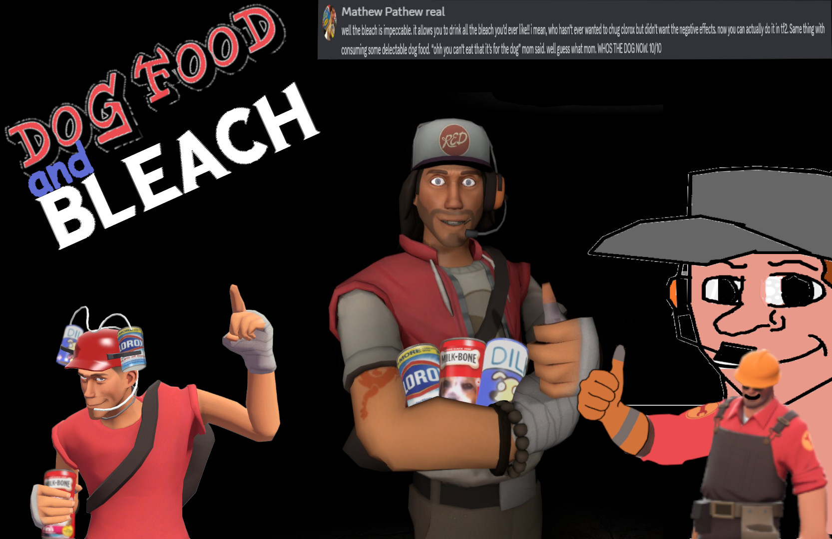 Dog food and Bleach Bonk's