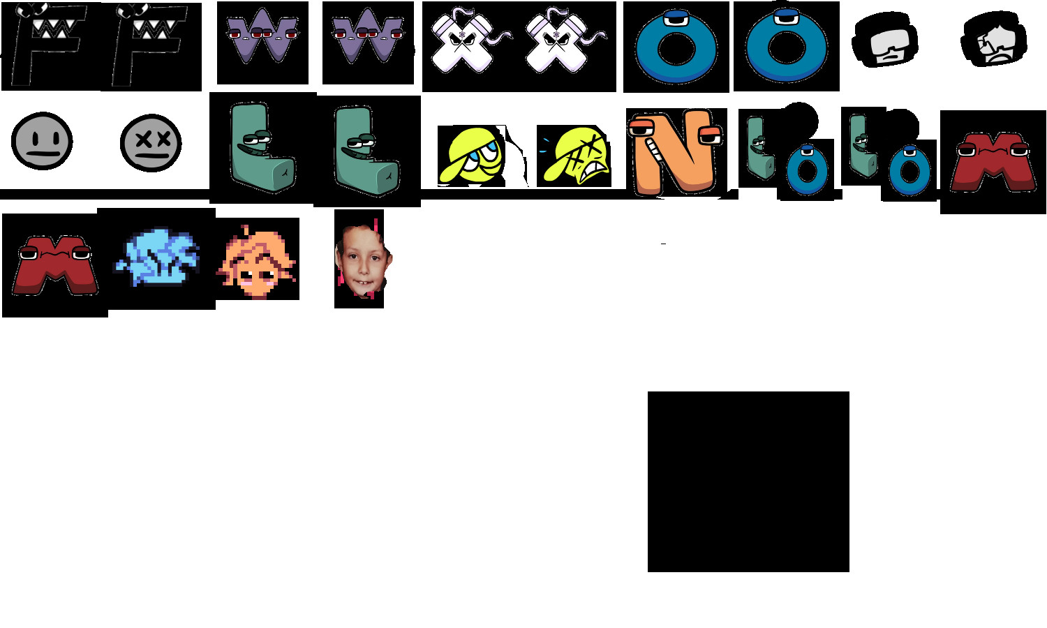 Decided to make an FNF spritesheet for A from Alphabet Lore. Also a spoiler  for a new mod i'm making :) : r/FridayNightFunkin