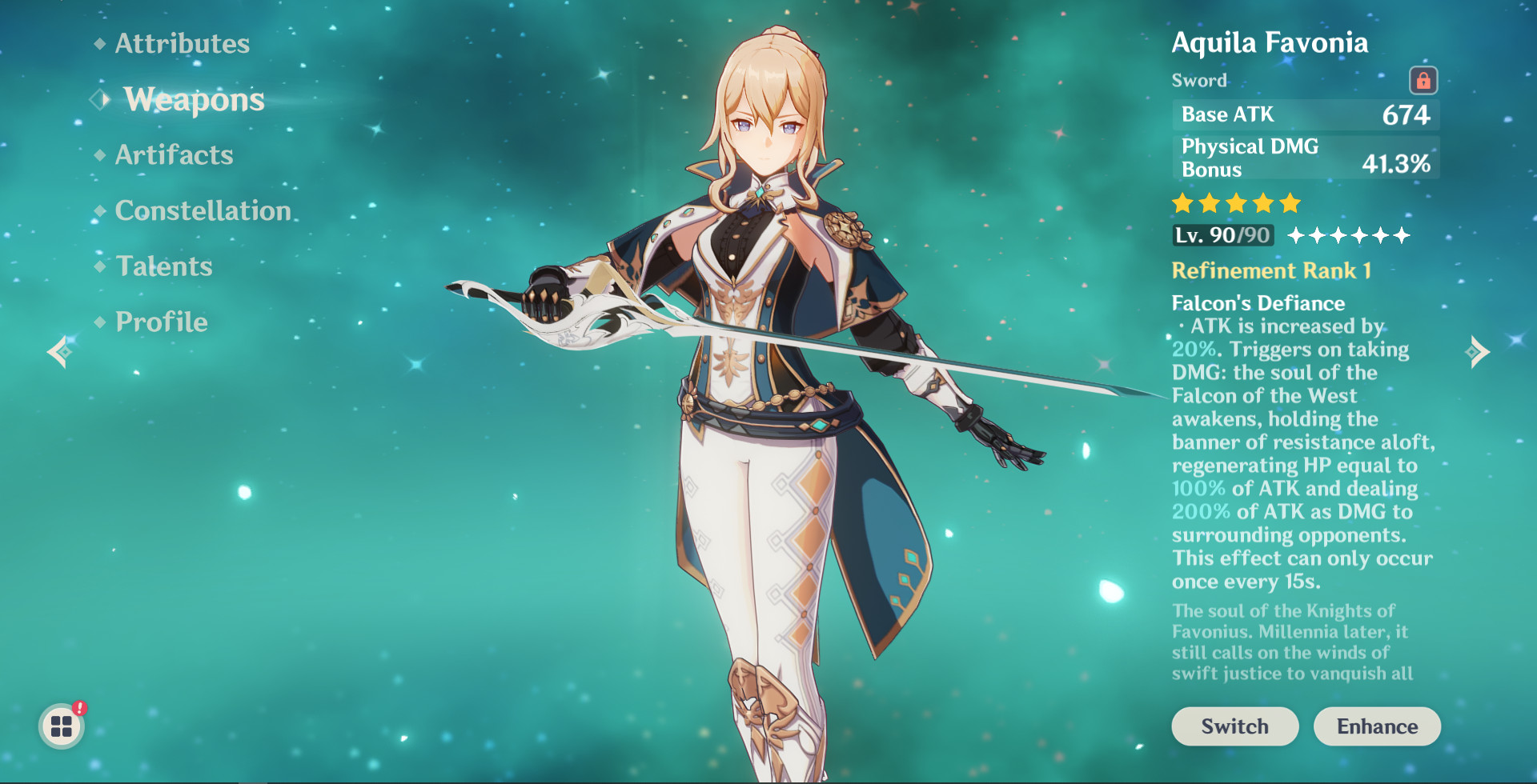 Luocha's rapier replace Aquila Favonia [Genshin Impact] [Mods]