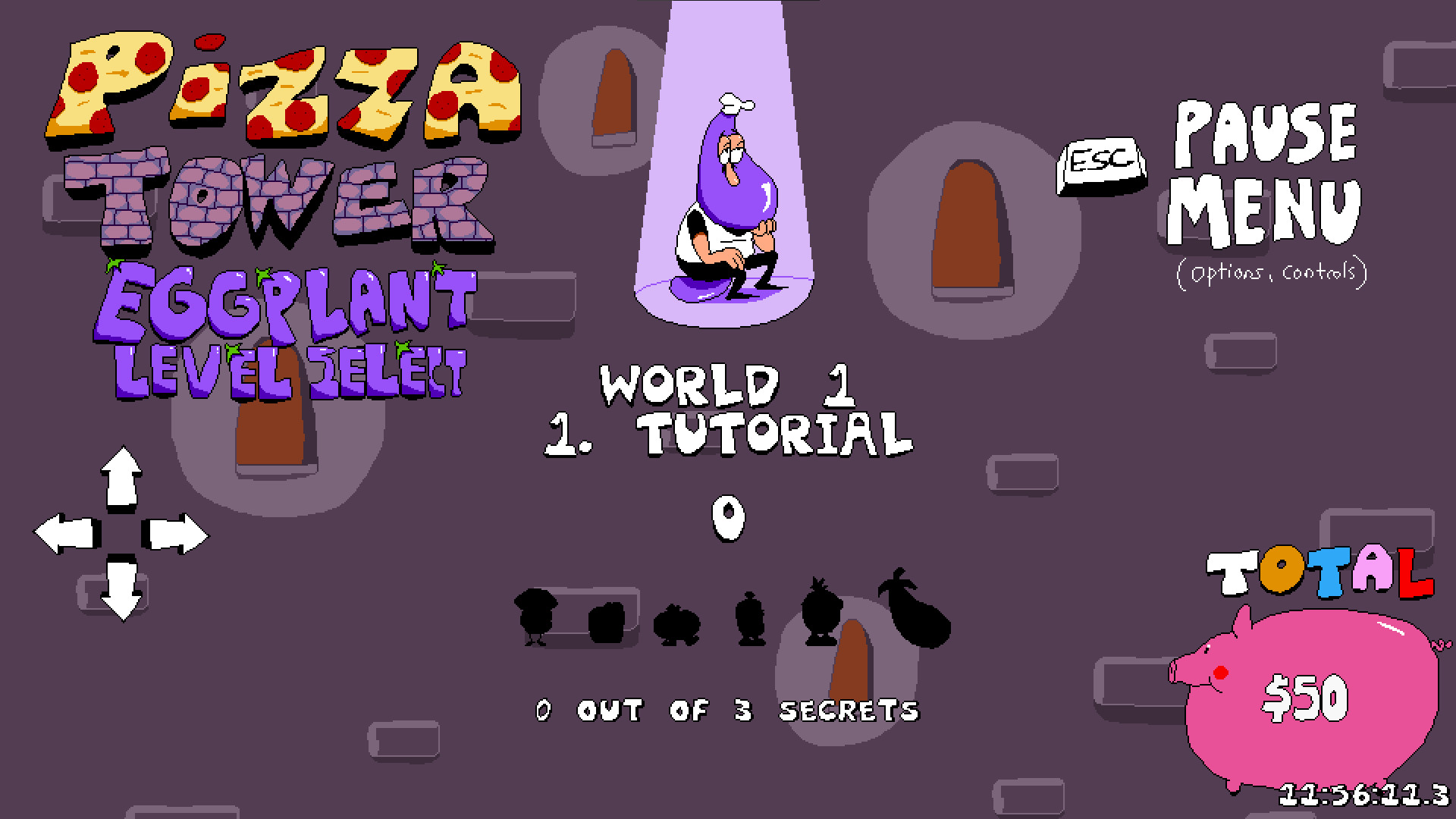 Pizza Tower Eggplant level select [Pizza Tower] [Mods]