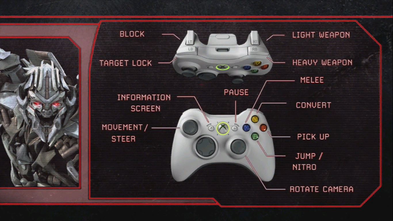 Controller screens from Xbox 360 [Transformers The Game] [Mods]