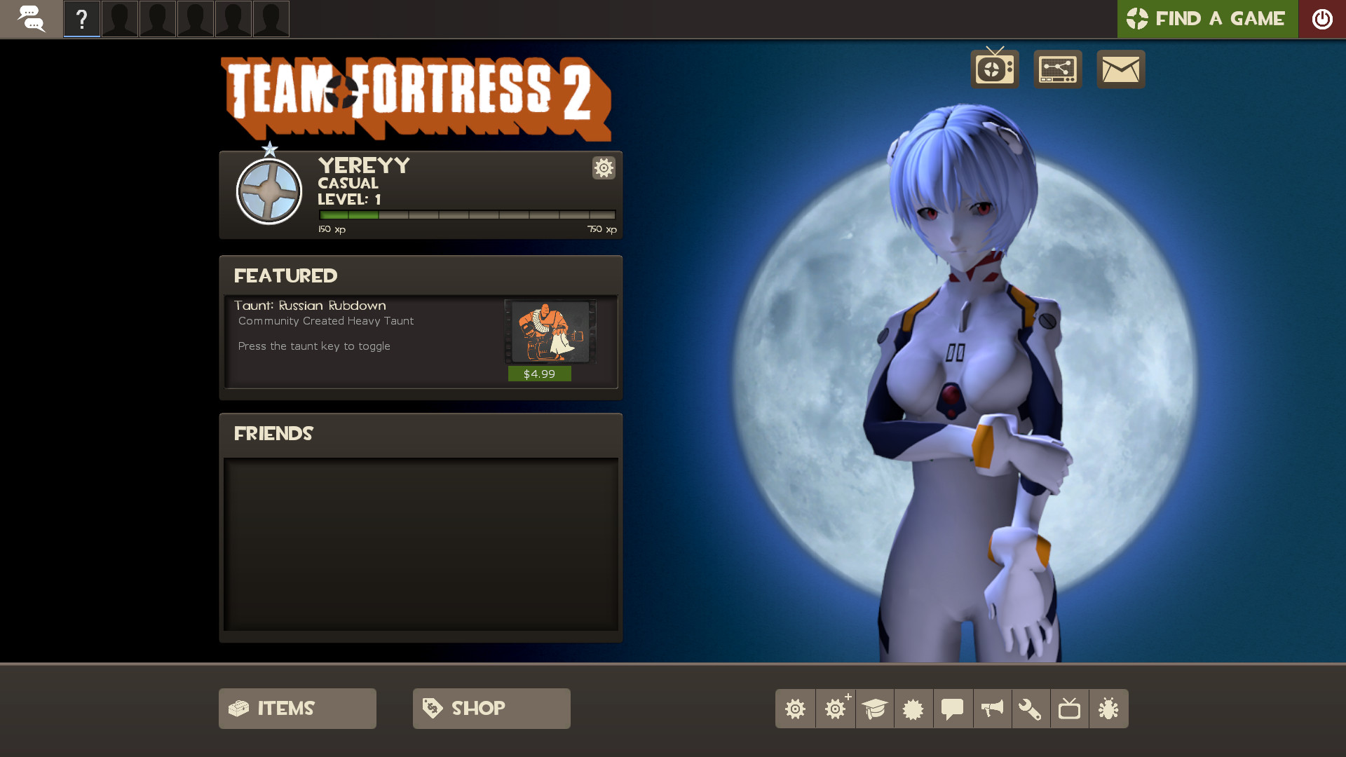 Rei Ayanami Menu