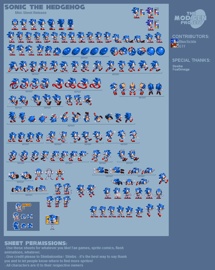 Sonic The Hedgehog (Classic) - 2015 Sprite Sheet. by Shinbaloonba