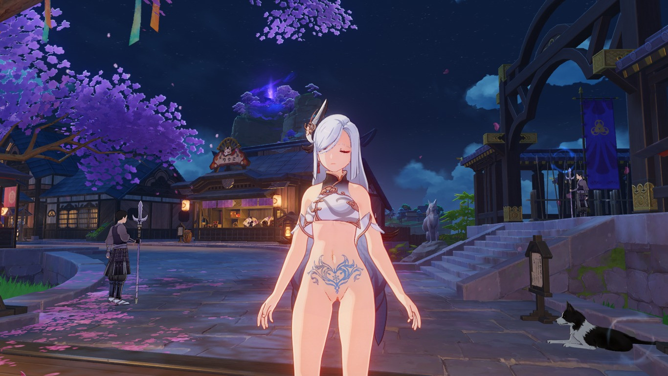 Shenhe Half Naked with succubos tatto