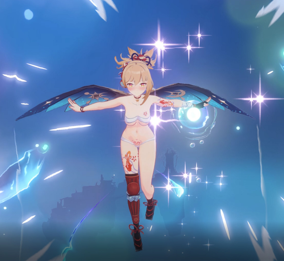 Yoimiya Glow Tattoos nude bandage and thicc toggle