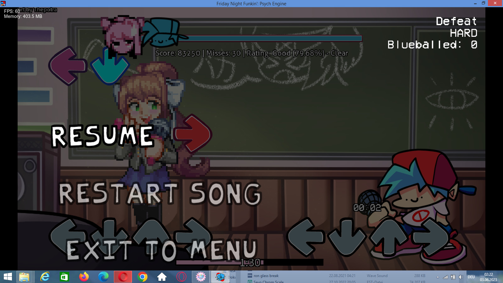 defeat but monika sings it