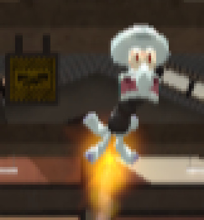 Squidward in a rocket