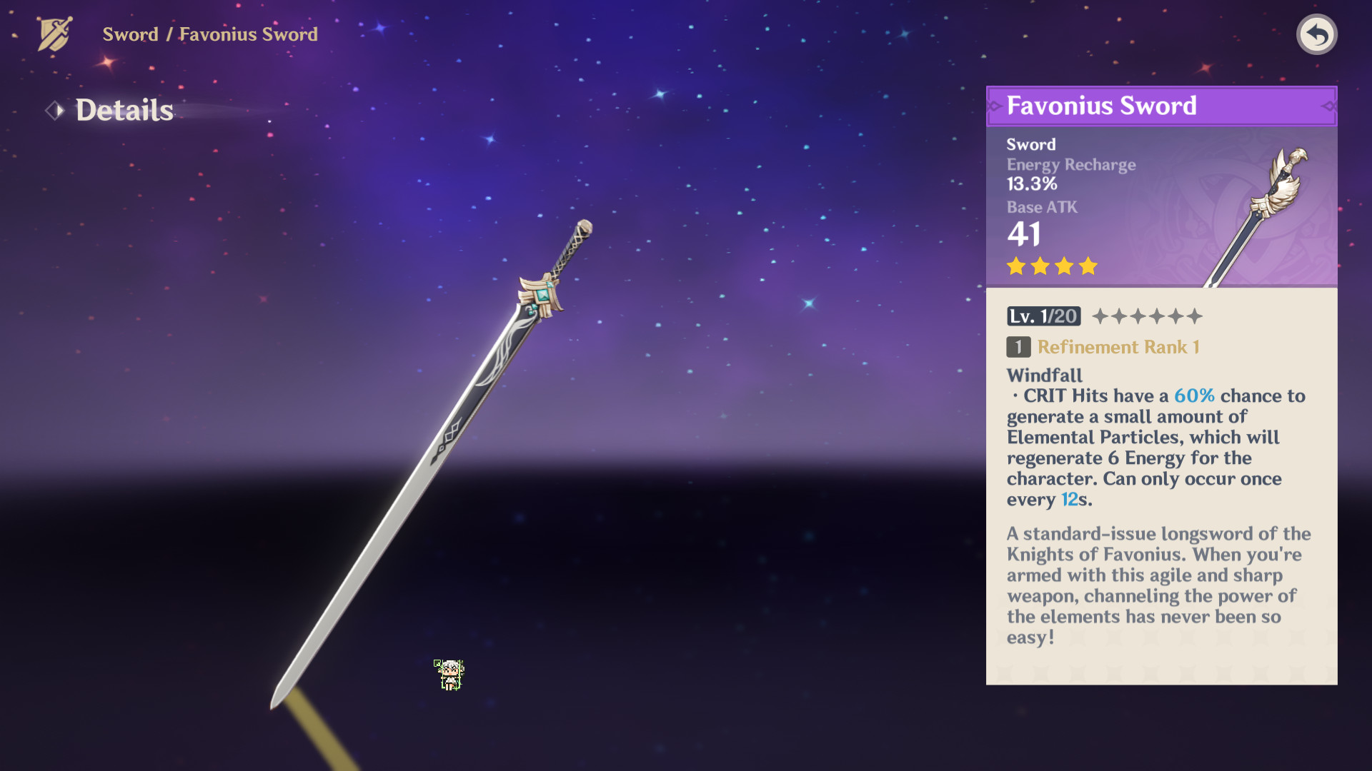 Favonius Sword with no Guard