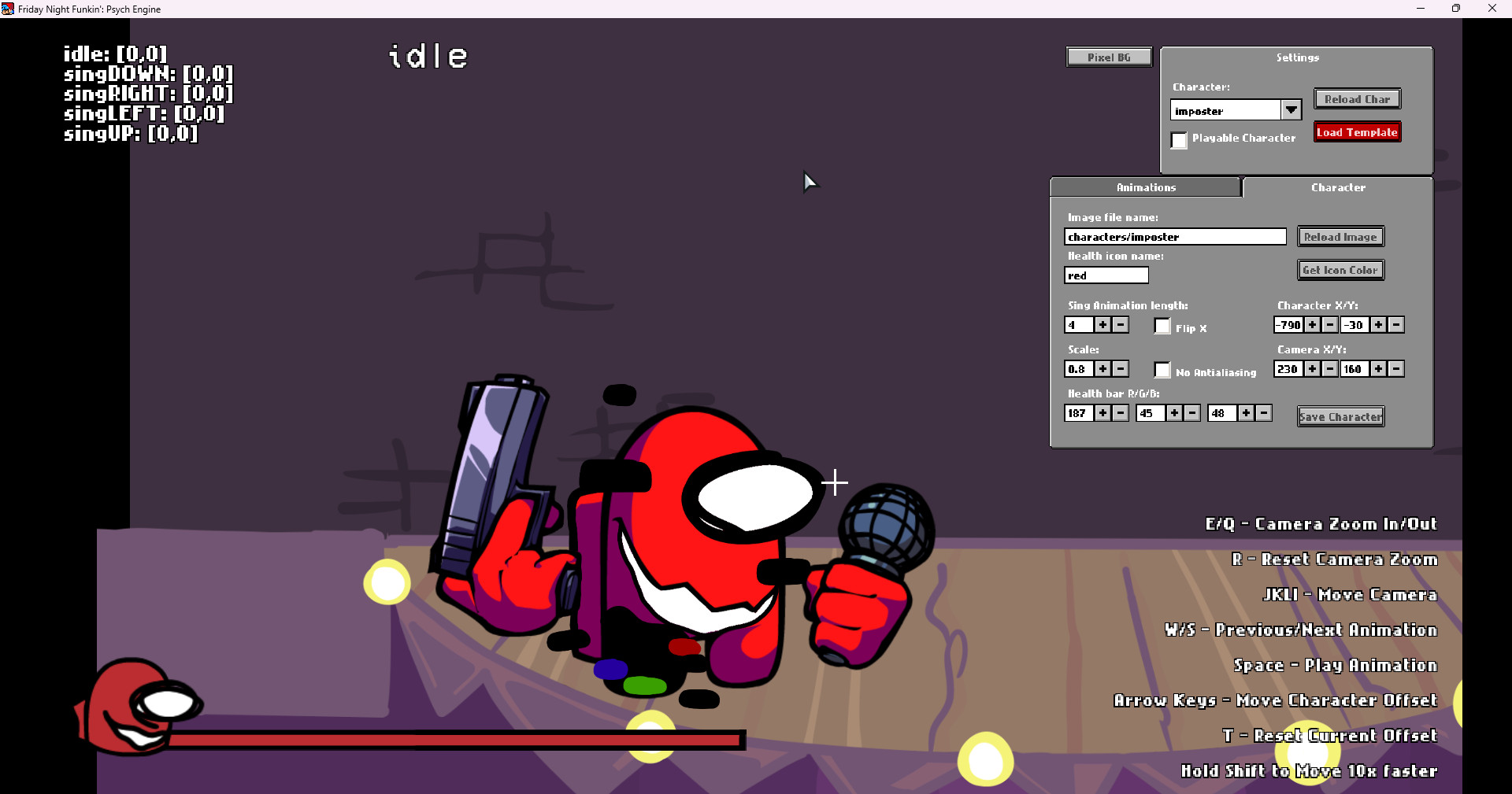 Corrupted red impostor sprites Mod for Friday Night Funkin' | FNF Mods
