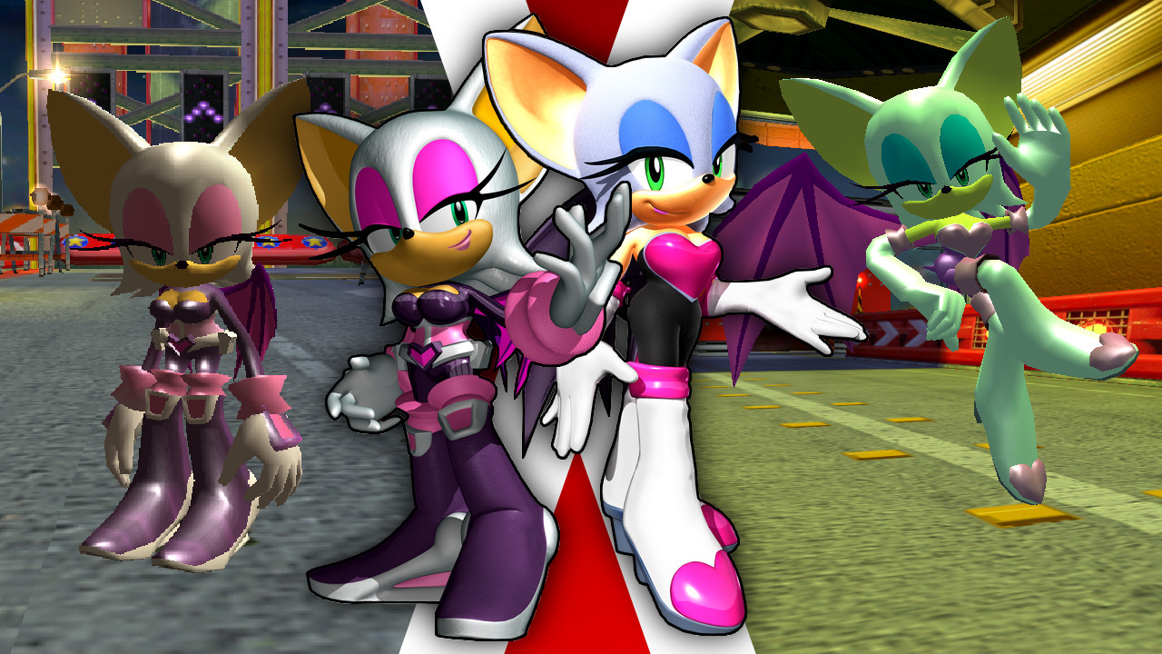 Sonic the Hedgehog Genesis-styled Modern Shadow Rouge and 