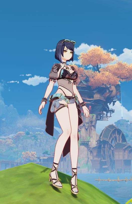 kujou sara with Eden's Summer Outfit