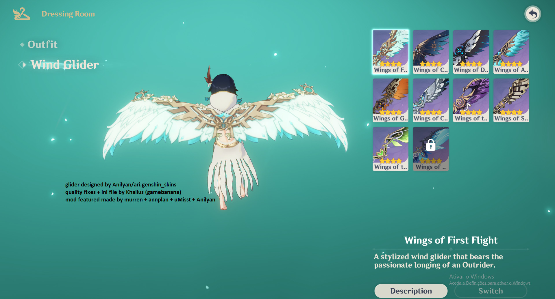 Character specific gliders - Anilyan designs
