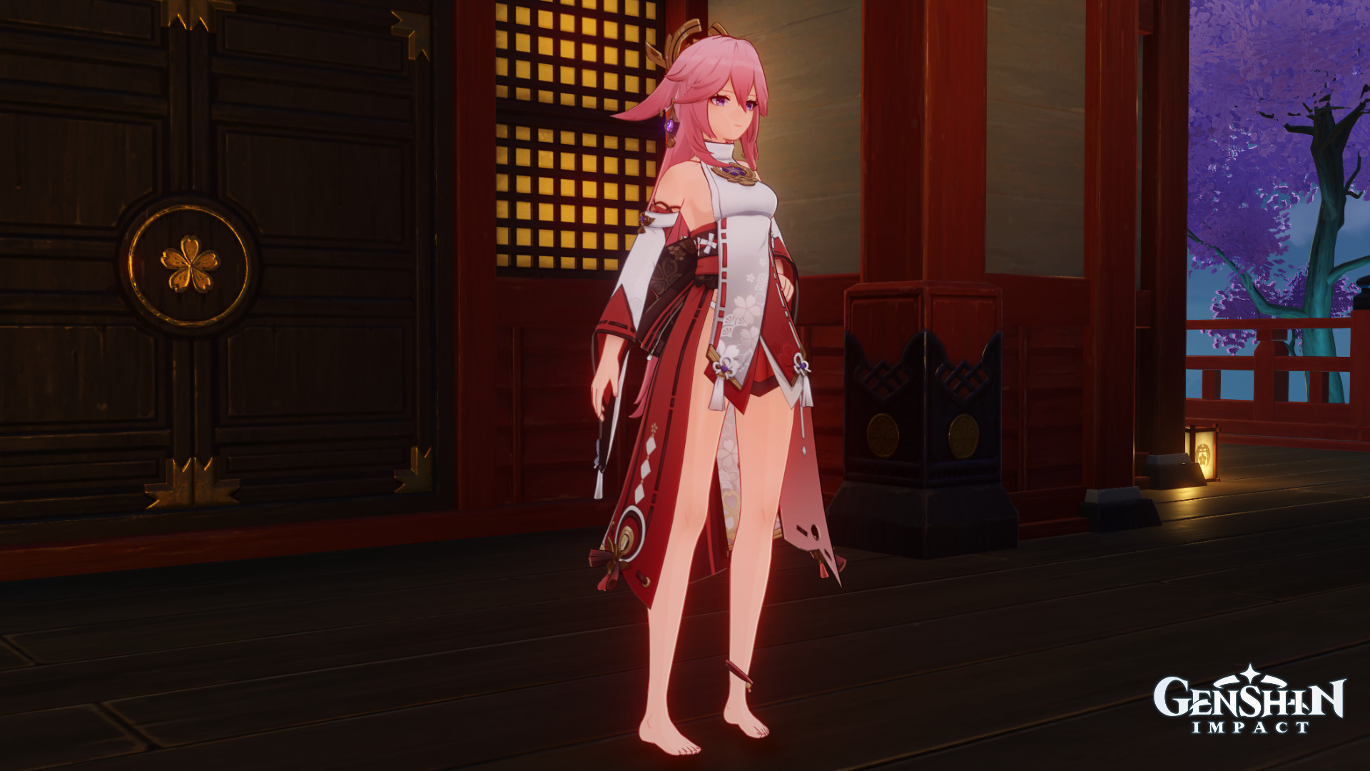 Yae Miko - Barefoot + No sideboob cloth [Toggle]