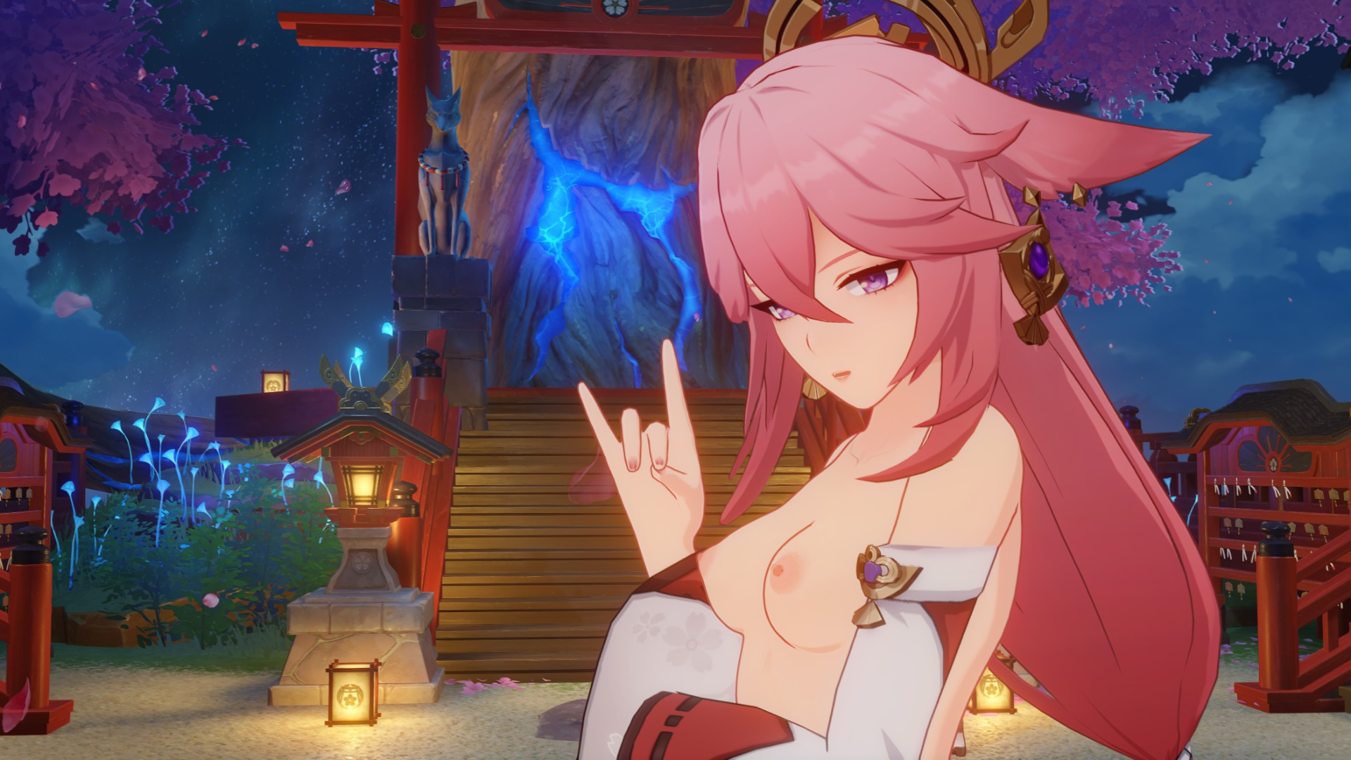 Yae Miko Undressed: Base Outfit + Bikini Nude Mod