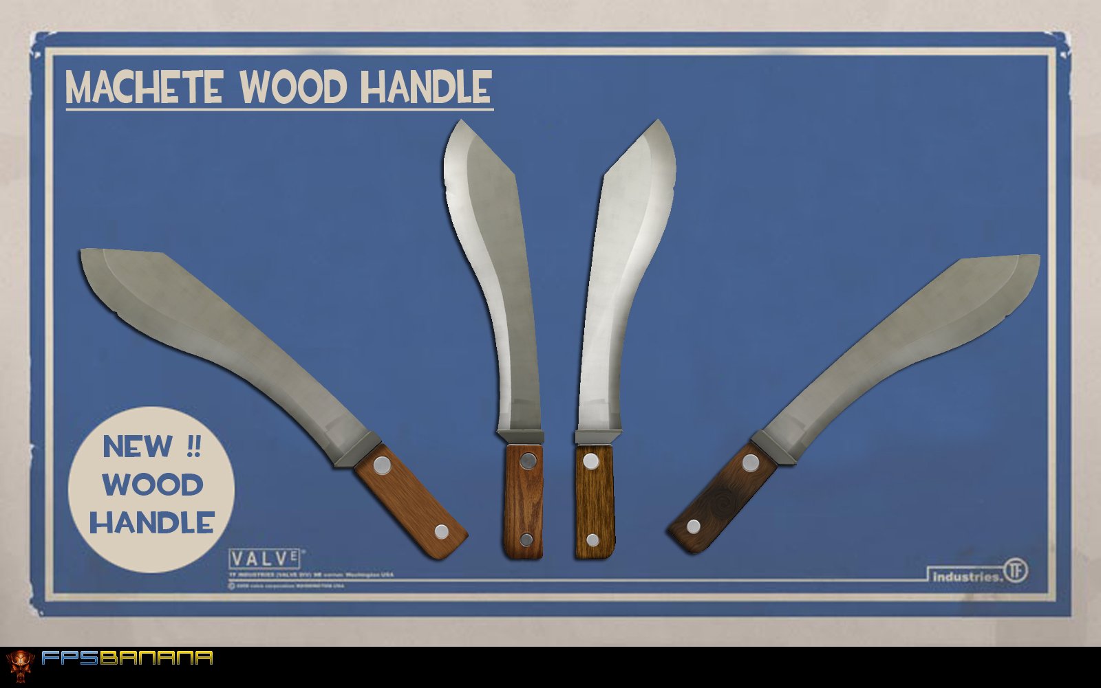 4 Machete Wood Handle Pack