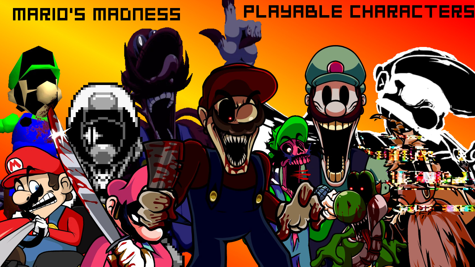 Mario's Madness V2 Playable Characters Pack [Friday Night Funkin'] [Mods]