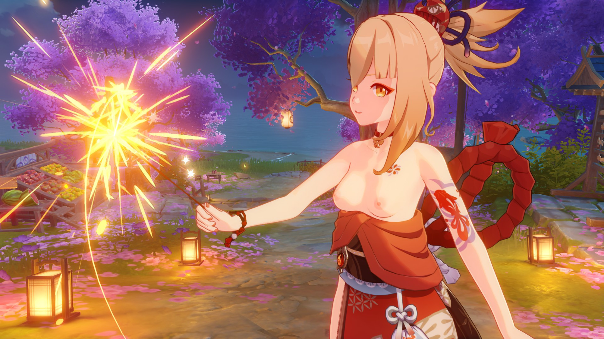 Yoimiya Undressed: Base Outfit + Bikini Nude Mod