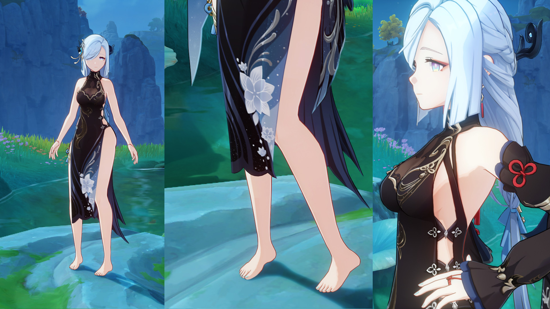 Shenhe Frostflower Dew - Pantsu Barefoot & Sleeves