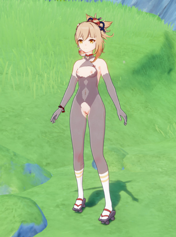 Yoimiya White socks and black silk