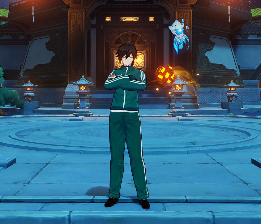 Zhongli in green sportswear