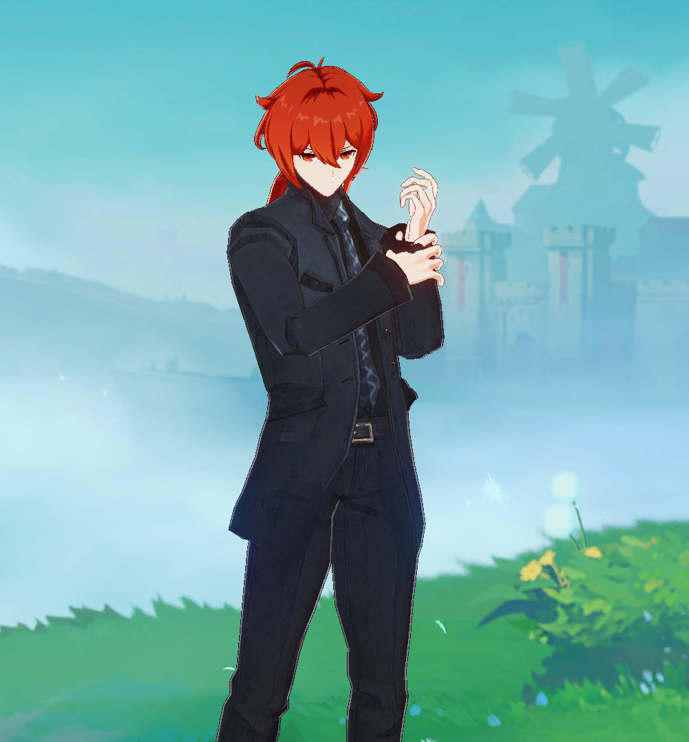 Diluc Black suit