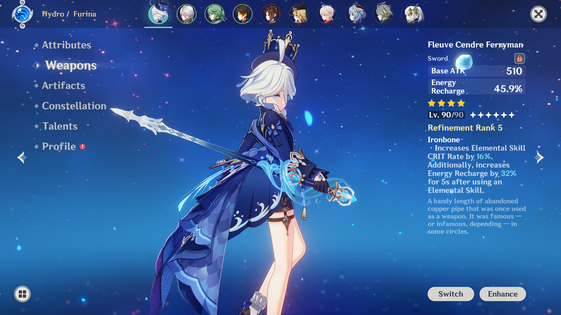 furina's splendor over her swords + arkhe switch