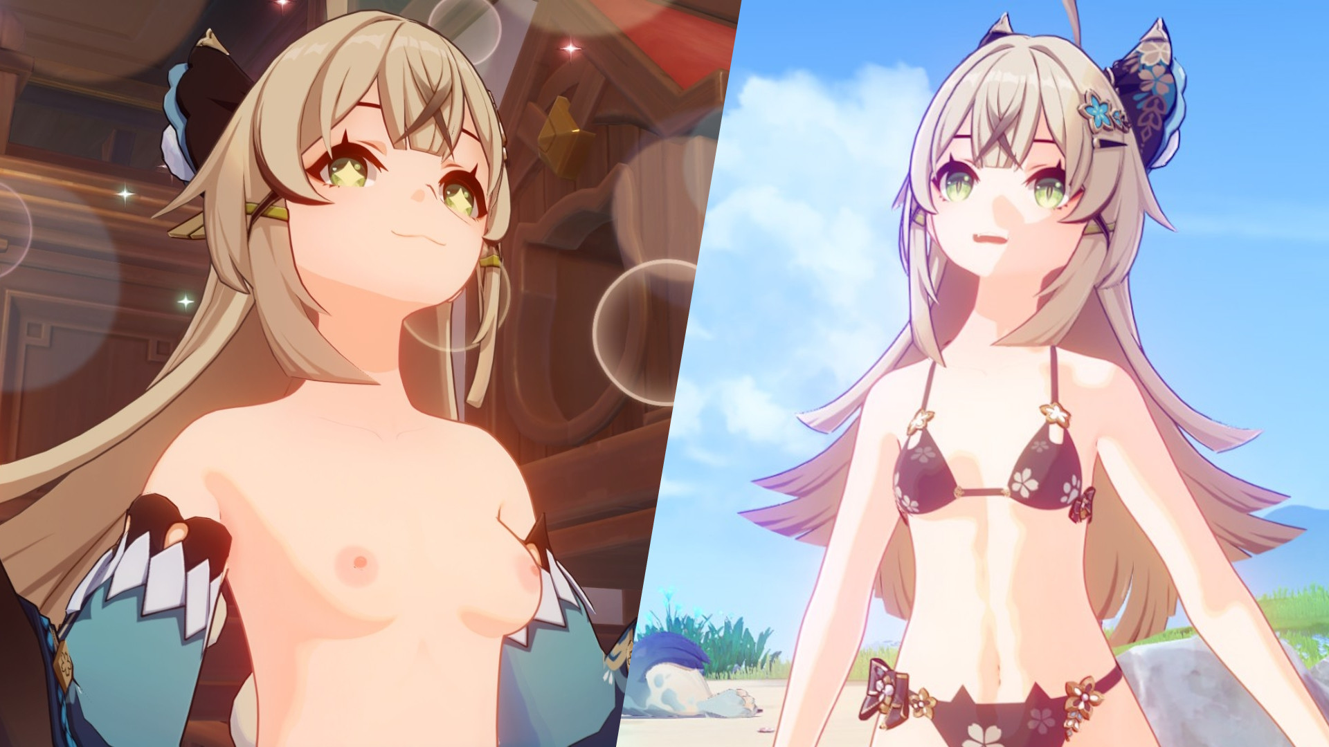 Kirara Undressed: Base Outfit + Bikini Nude Mod
